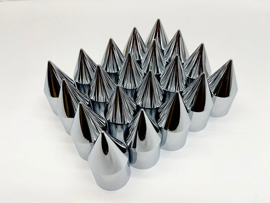 20 Pack 33MM X 3 1/8" CHROME PLASTIC SPIKE NUT COVER - PUSH-ON