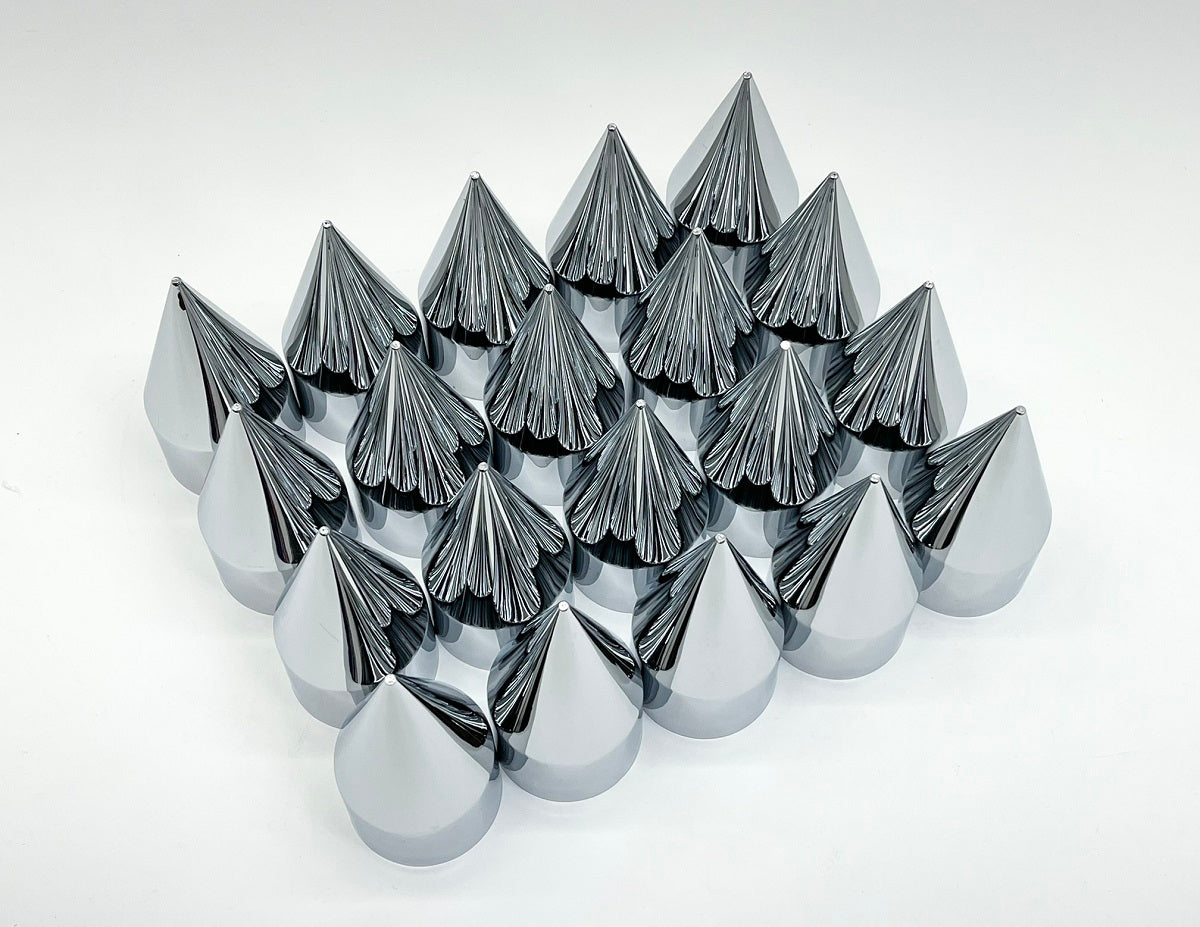 1-1/2" x 4-1/8" Chrome Plastic Spike Nut Cover - Push-On (20 Pack) Truck Semi