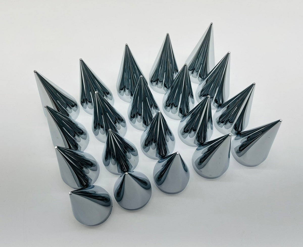 20 Pack 33MM X 4-1/2” CHROME PLASTIC X SPIKE NUT COVER - THREAD-ON