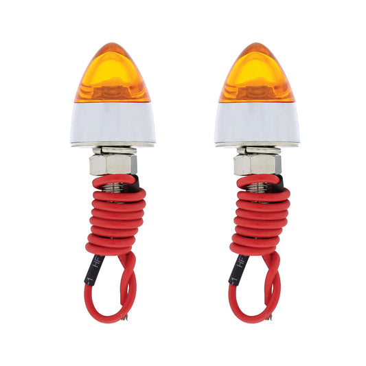 (2) Amber LED Chrome Bullet Style License Accent Lights