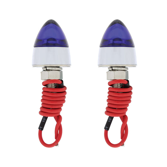 (2) Blue LED Chrome Bullet Style License Accent Lights