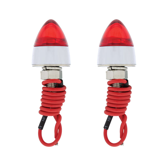 (2) Red LED Chrome Bullet Style License Accent Lights