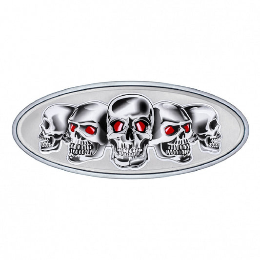 Peterbilt Chrome Skull Metal Front Hood Emblem 7 7/8 inch x 3 1/4 inch