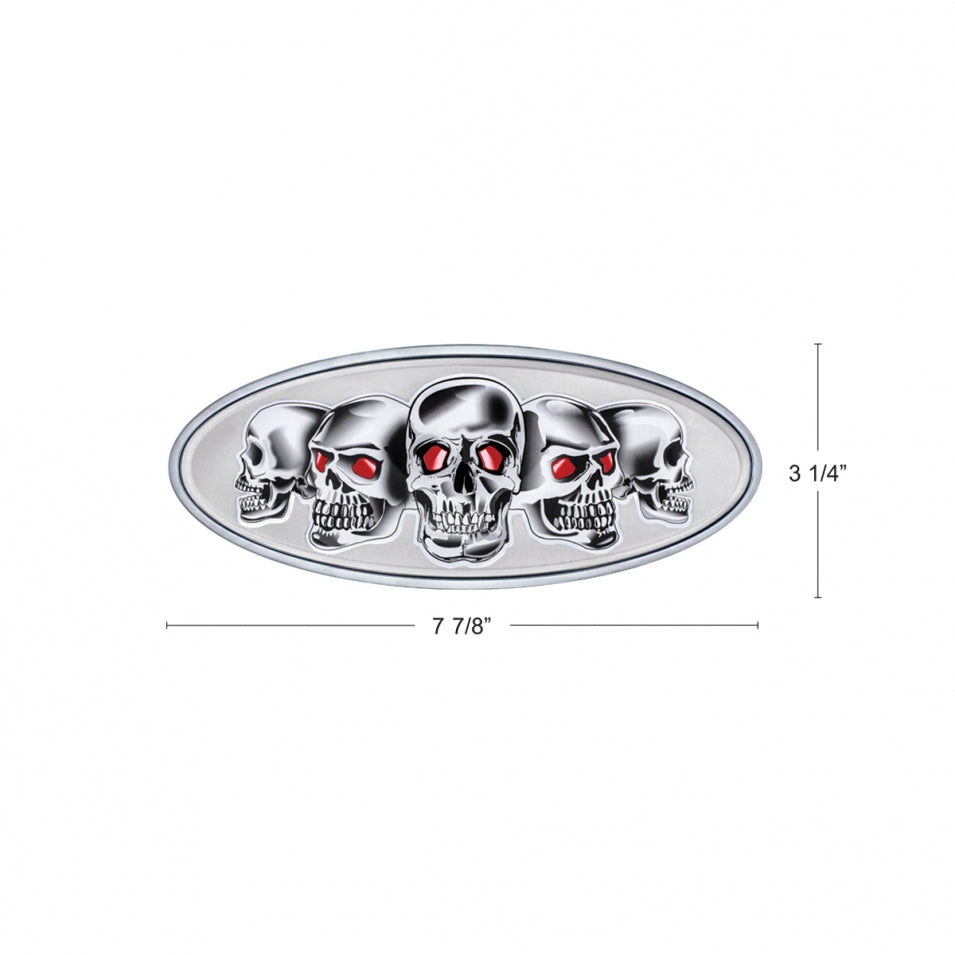 Peterbilt Chrome Skull Metal Front Hood Emblem 7 7/8 inch x 3 1/4 inch