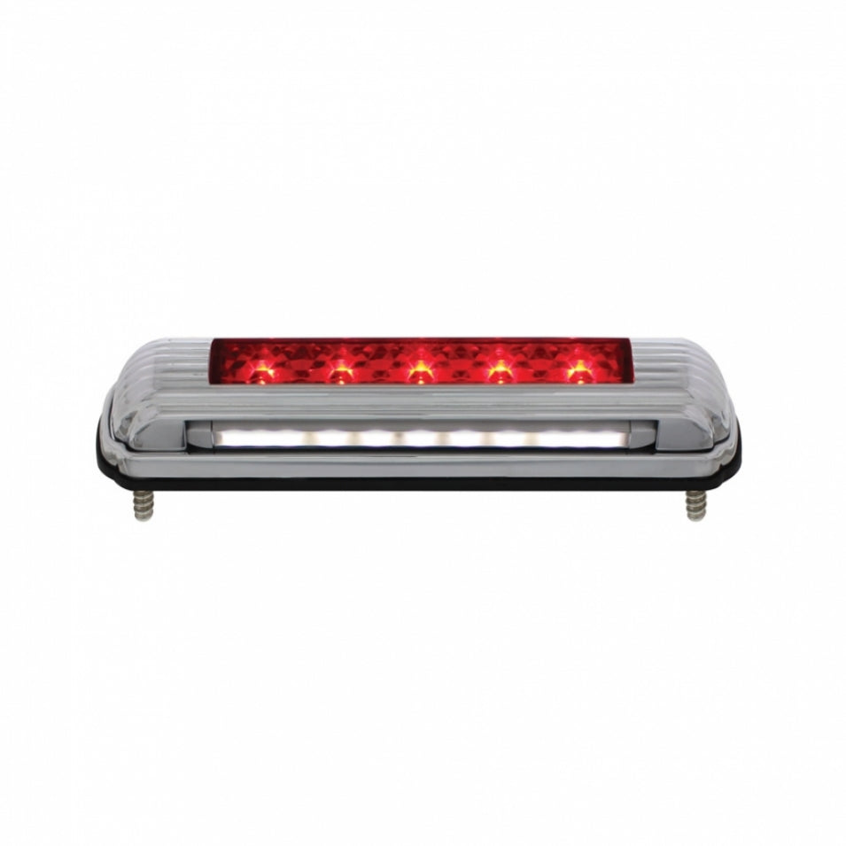 Heavy Duty Chrome License Plate Light W/Red LED 3rd Brake Light Truck Trailer RV