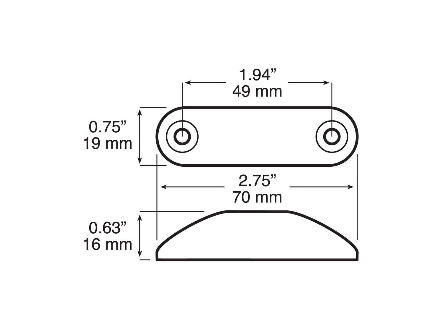 Red LED 2.5" Clearance Side Marker Lights W/Rubber Mounting Pad
