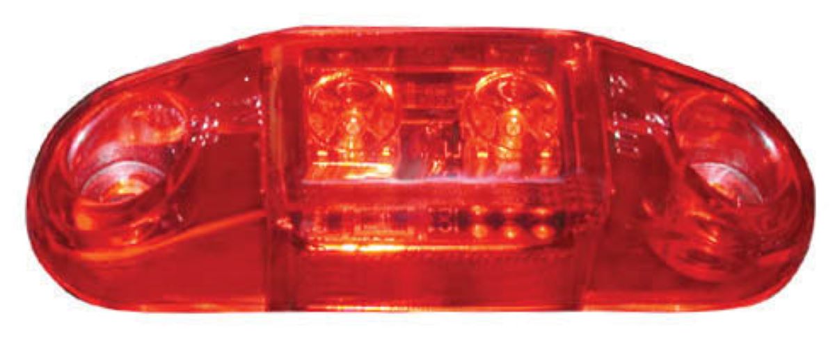 Red LED 2.5" Clearance Side Marker Lights W/Rubber Mounting Pad