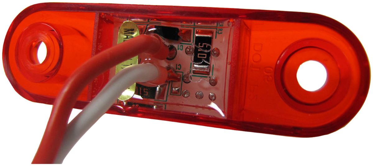 Red LED 2.5" Clearance Side Marker Lights W/Rubber Mounting Pad