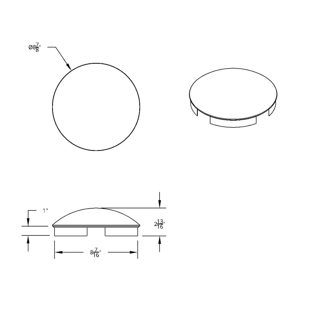 4 Even Notched Stainless Steel Dome Front Hubcap - 1" Lip