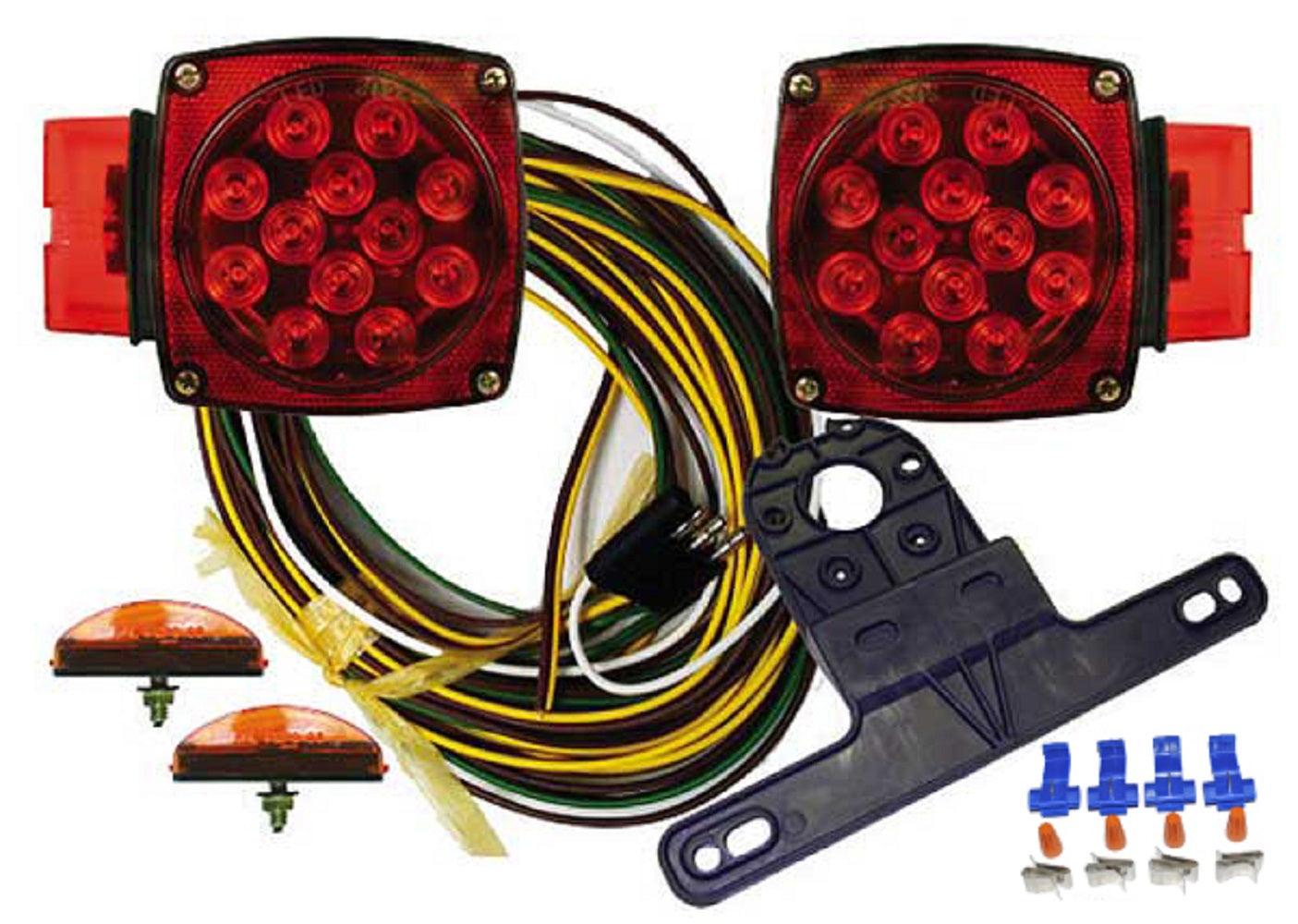 Submersible LED Over 80" Trailer Marker Stop Brake Turn Tail Light Kit / Wiring