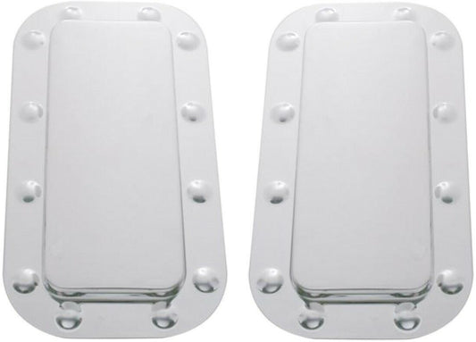 Set of 2 Peterbilt Stainless Steel Vent Door Cover and Dimpled Trim Set