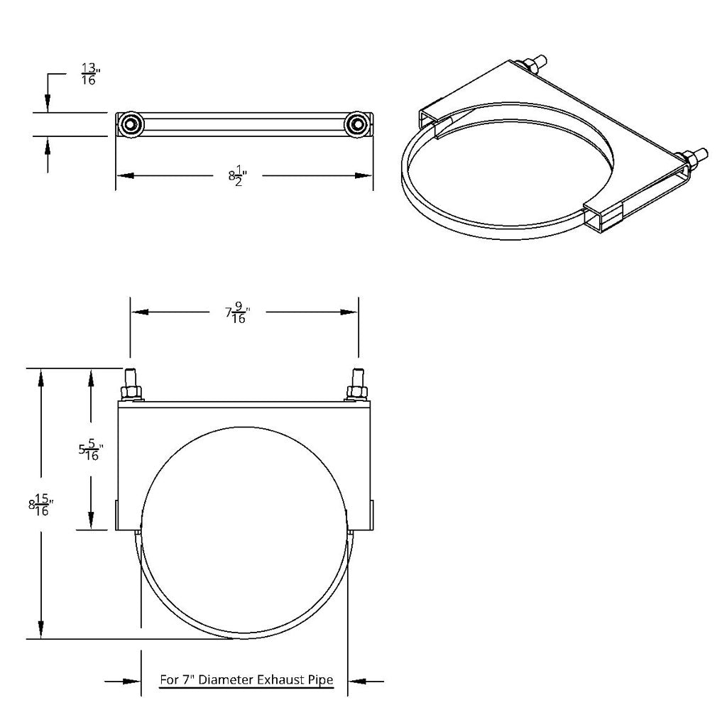 7” Polished Stainless-Steel U-Bolt Exhaust Clamp