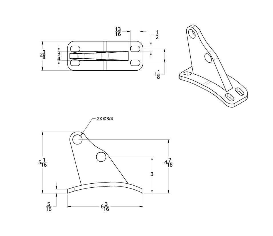 Peterbilt Stainless Steel Lower Angled Exhaust Bracket