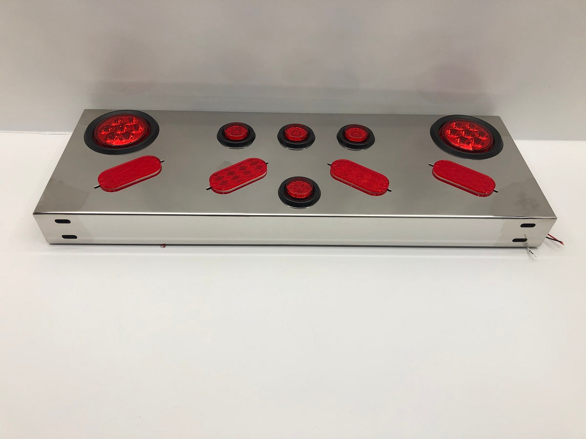34" Stainless Steel Center Panel. 2-4" Round 7 LED Turn 4-2" Round 9 LED Marker