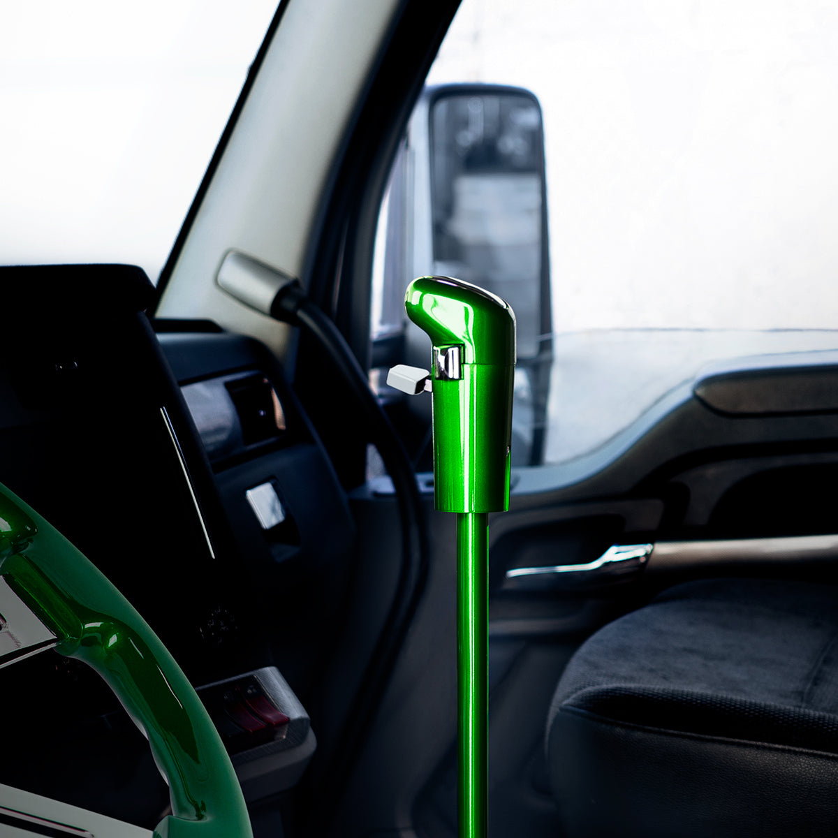 12" Emarald Green Shifter Shaft Extension w/ lower Gearshift Cover and Shift Knob