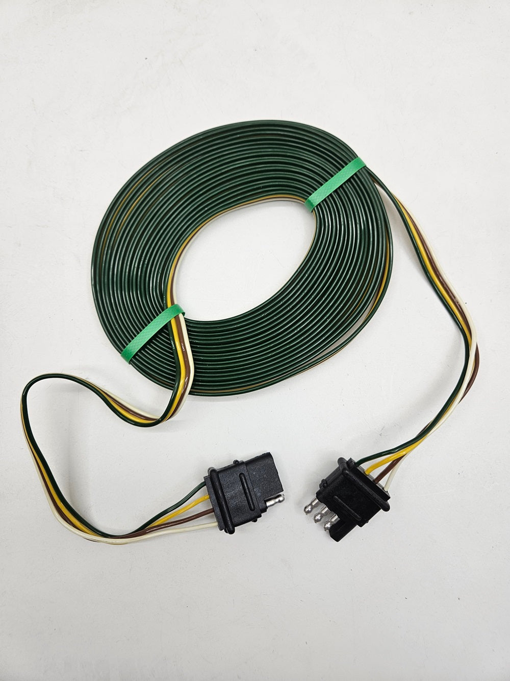 25' 4 Way Flat Plug Camper Boat Trailer Wire Harness Extension Male-Female Plugs