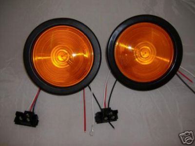 Amber 4" Round RV Truck Trailer Park Turn Signal Flasher Light Kits