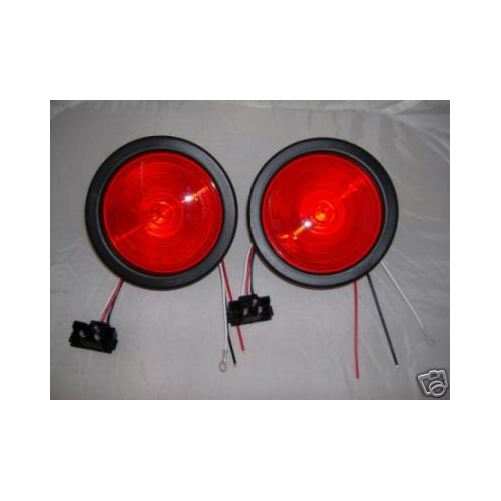 Red 4" Round Truck Trailer Bus Semi Brake Stop Turn Tail Light Kits