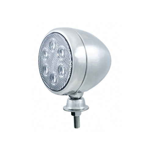 5" Round Tear Drop White 6 LED Chrome Work Light  / 18 Watt Light  / 12V - 24V