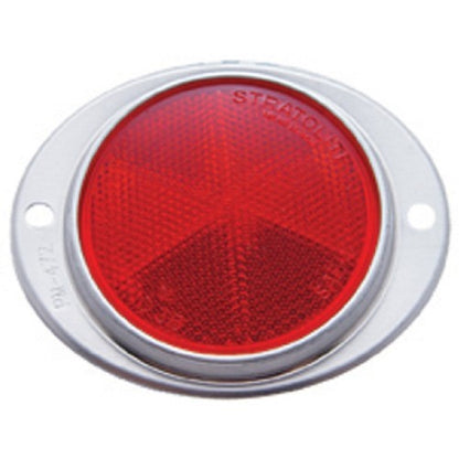 (2) Red 3" Round Truck Semi Trailer Mail Box Reflex Reflectors / Aluminum Base