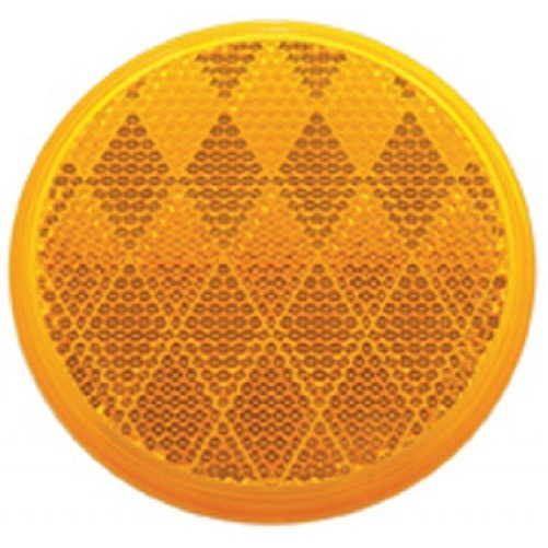 (2) Amber 3" Round Truck Semi Trailer Mail Box Reflex Reflectors / Adhesive Back