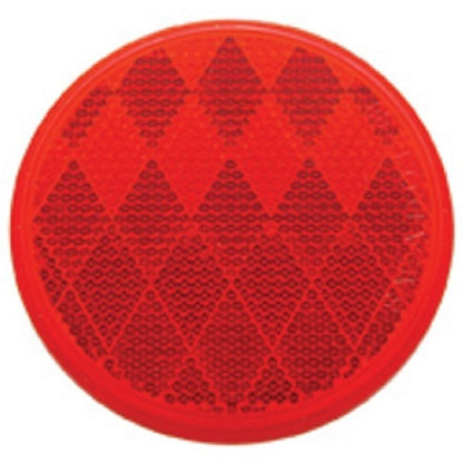 (2) Red 3" Round Truck Semi Trailer Mail Box Reflex Reflectors / Adhesive Back