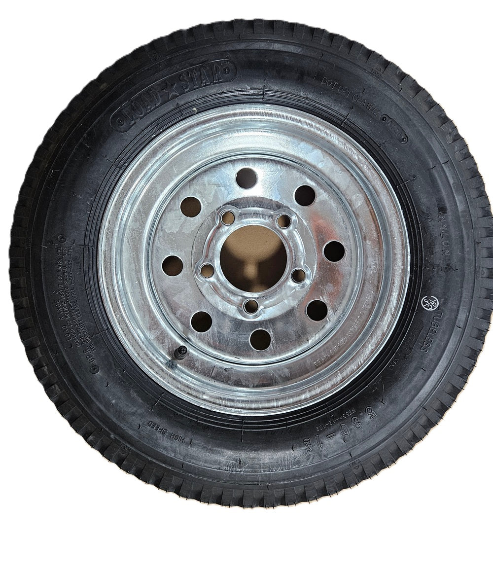 Trailer Boat Camper 12" Galvanized 12x4JA / 5 Hole Wheel / 5.300-12 Bias Ply Tire