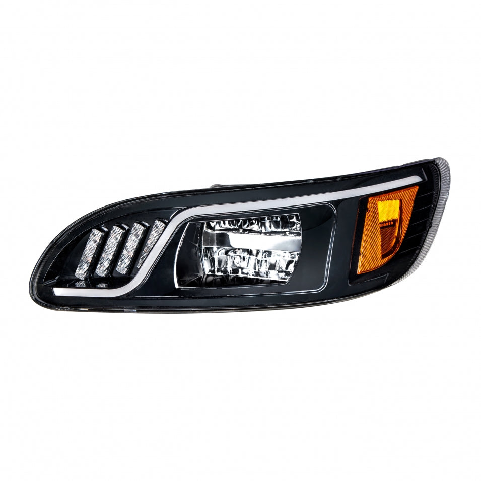 Peterbilt Full LED Headlight 386 387 w/dual LED Postition Daytime Running LIghts