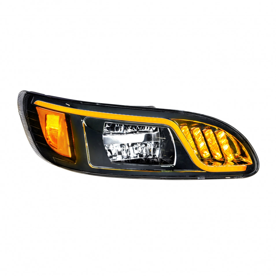 Peterbilt Full LED Headlight 386 387 w/dual LED Postition Daytime Running LIghts