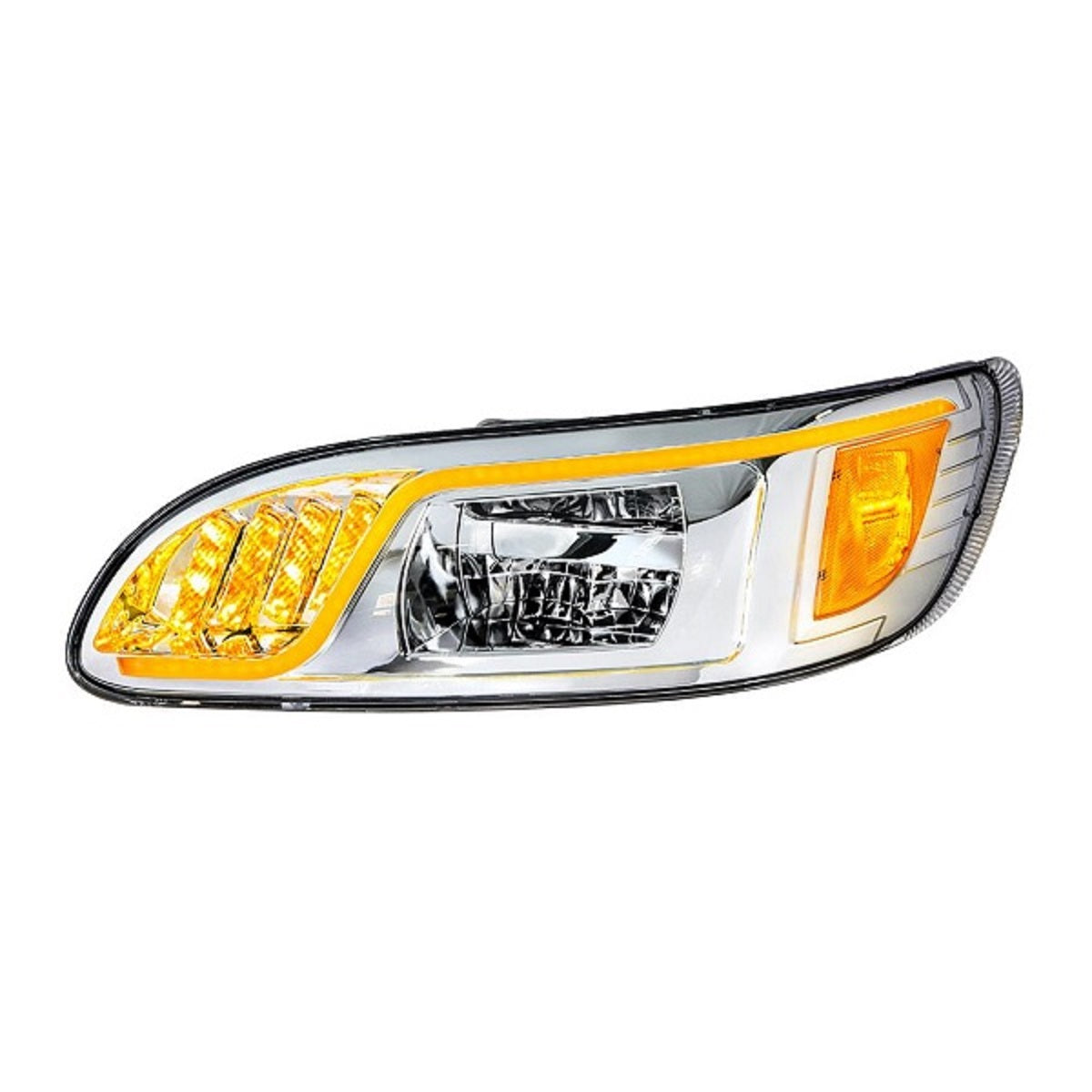 Chrome LED Headlight LED Turn Position DRL Peterbilt 386 05-15 387 1999-10 RH LH