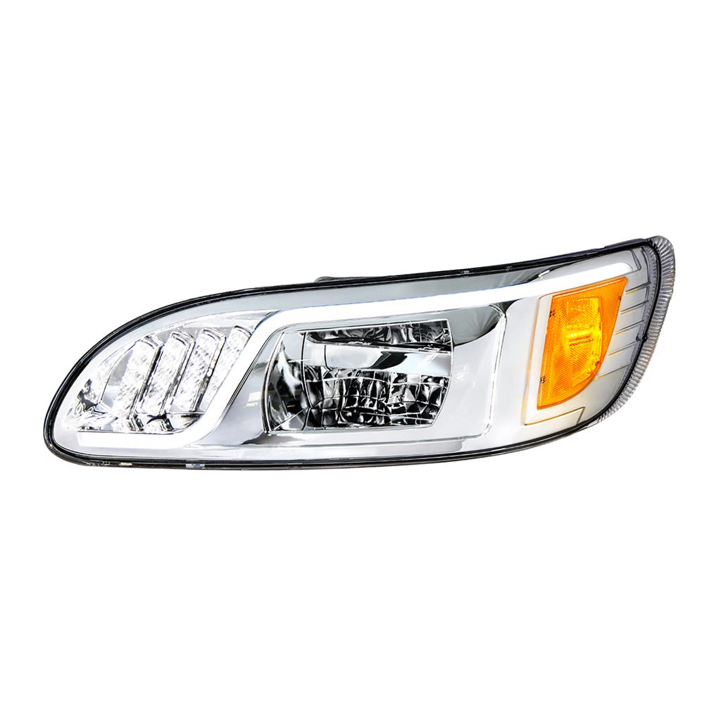 Chrome LED Headlight LED Turn Position DRL Peterbilt 386 05-15 387 1999-10 RH LH