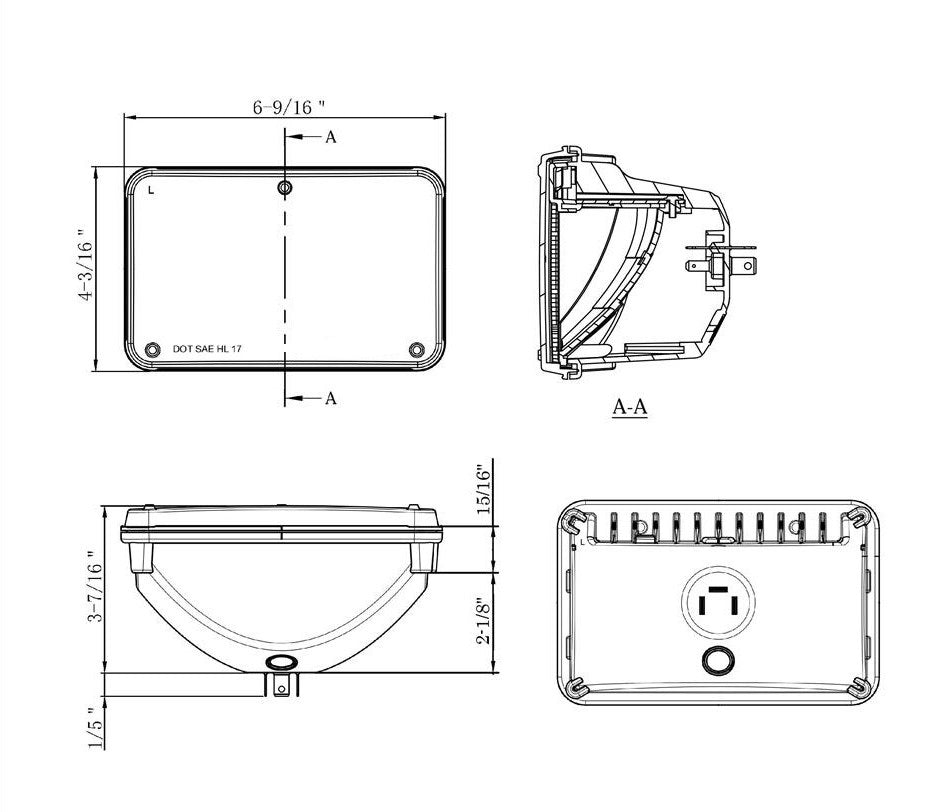 HIGH POWER LED 4" X 6" LOW BEAM HEADLIGHT WITH POLYCARBONATE LENS & HOUSING
