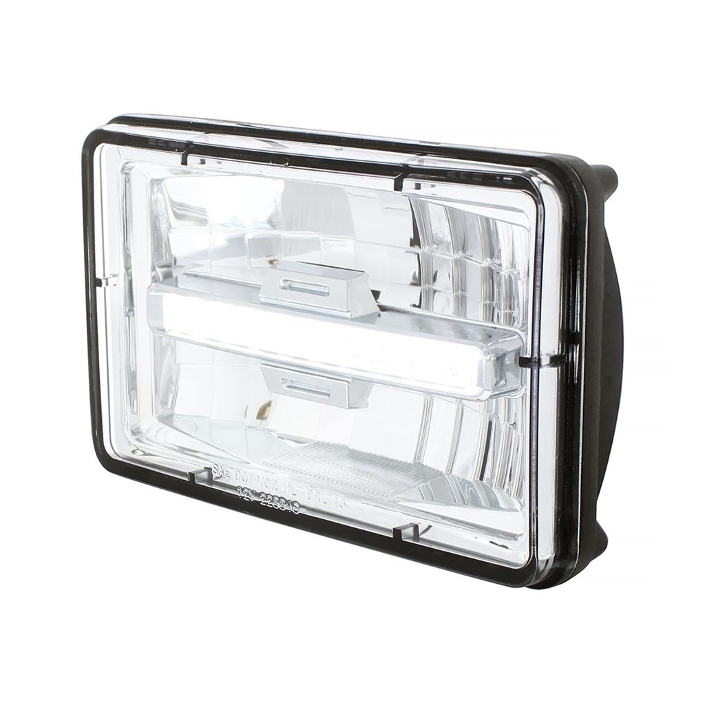 4" X 6" Rectangular LED Headlight With White LED Position Light - High Beam