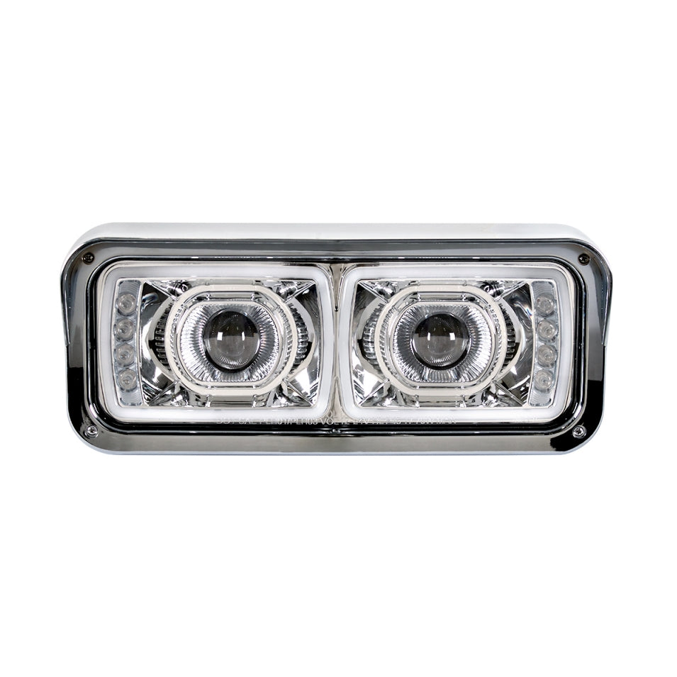 (2) High Power 4"x6" LED Chrome Headlights Western Star Peterbilt Freightliner