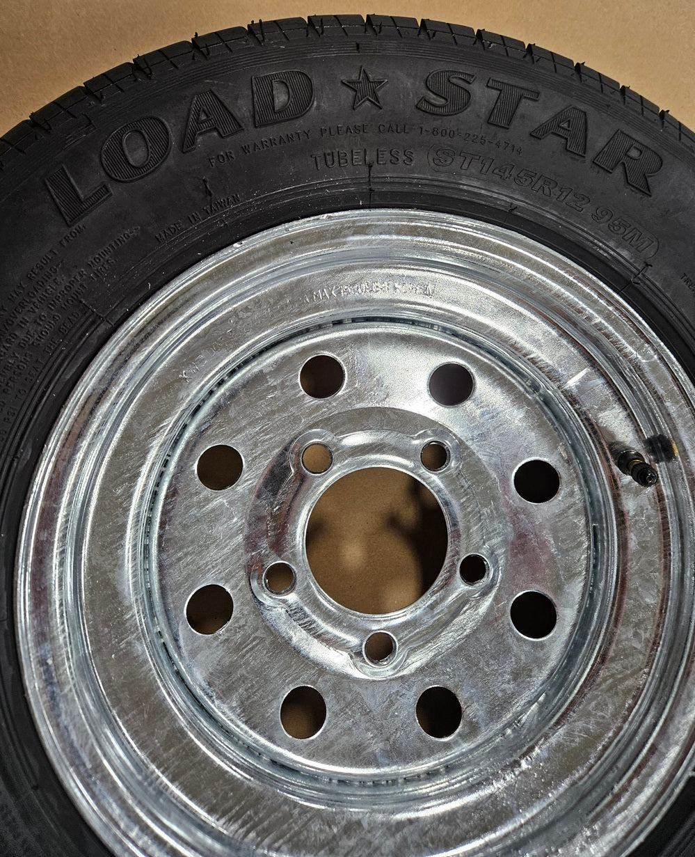 Trailer Boat Camper 12" Galvanized 12x4JA / 5 Hole Wheel /  145R12 Radial Tire