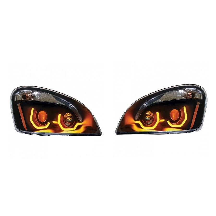 Blackout Freightliner Cascadia Projection Headlight 2008-2017 w/ Dual LED Light