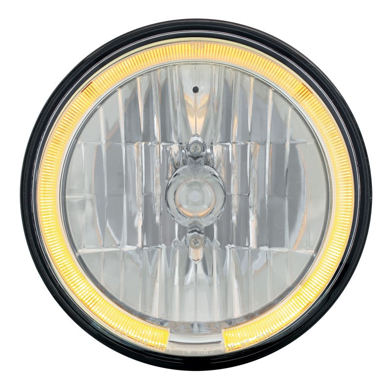 ULTRALIT - 7" Crystal Headlight with Amber LED Halo Ring