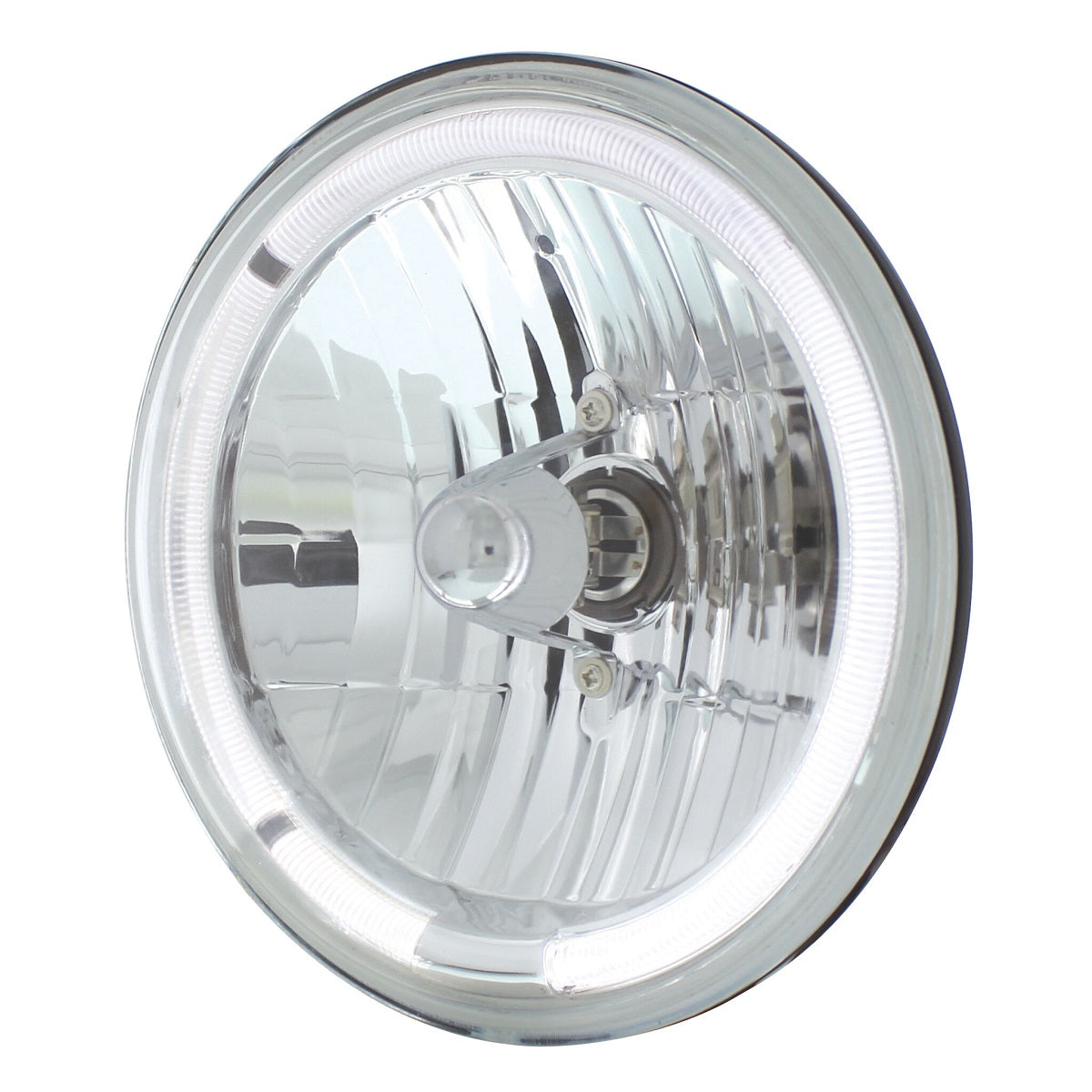 ULTRALIT - 7" Crystal Headlight With White LED Halo Ring