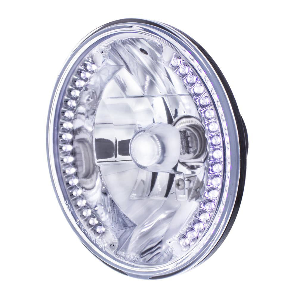 7" Crystal Headlight with 34 White LED Position Light