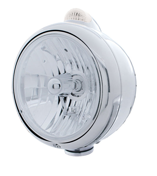 Chrome Metal Guide 682-C Style Headlight Crystal H4 & LED Signal Clear Lens