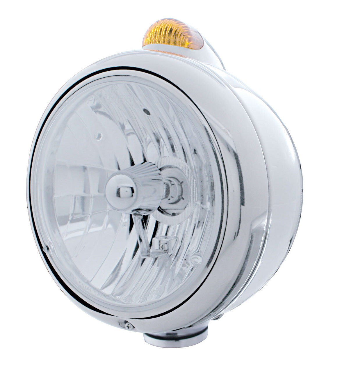 Chrome Metal Guide 682-C Style Headlight Crystal H4 & LED Signal Clear Lens