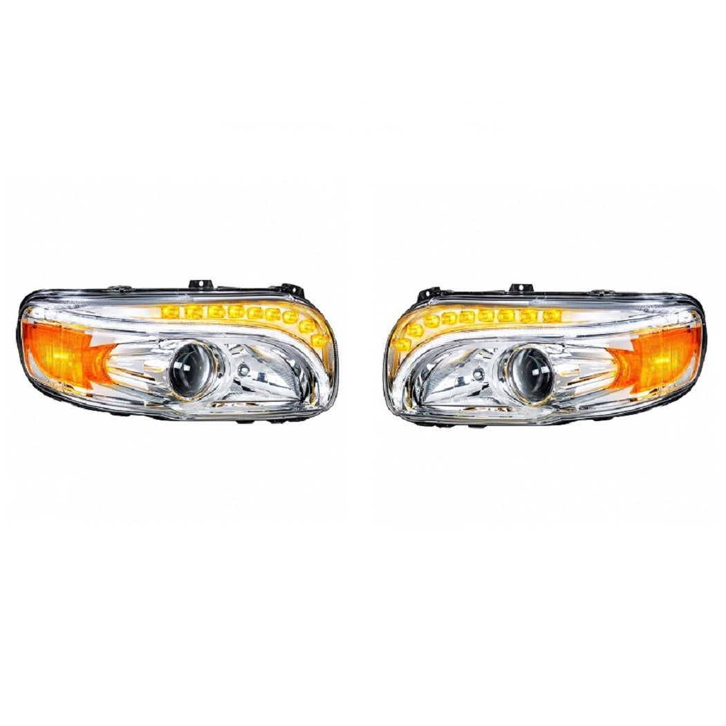 2008+ Peterbilt 388/389 Chrome Projection Headlight, LED Position & LED Turn