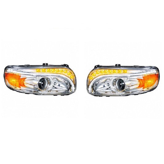 2008+ Peterbilt 388/389 Chrome Projection Headlight, LED Position & LED Turn