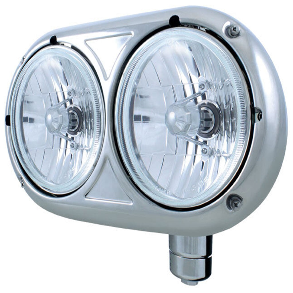 Peterbilt 359 Style Dual Headlights Stainless Steel Kit W/Bracket. LH and RH