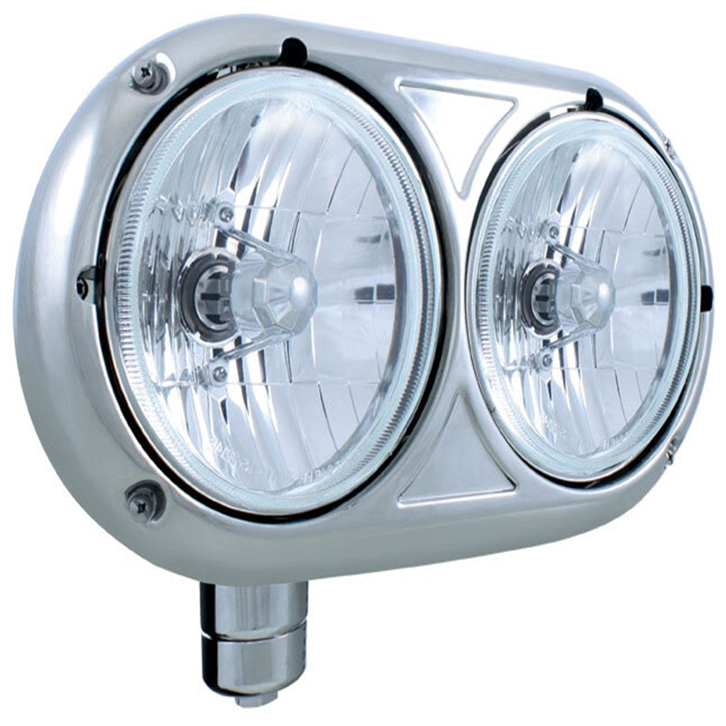 Peterbilt 359 Style Dual Headlights Stainless Steel Kit W/Bracket. LH and RH