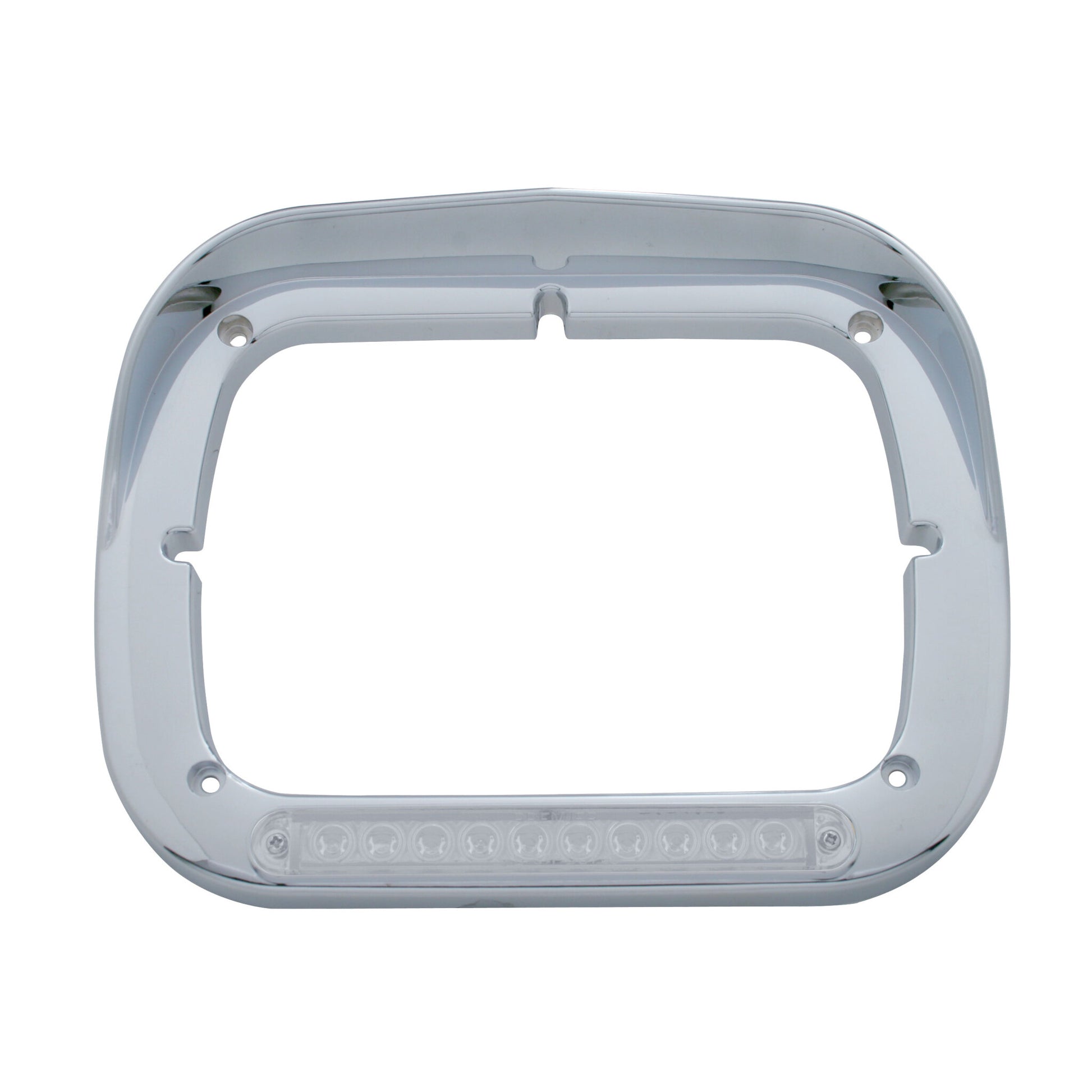 Pair of Peterbilt Single Headlight Bezels 6x8 Clear Lens Amber 10 LED