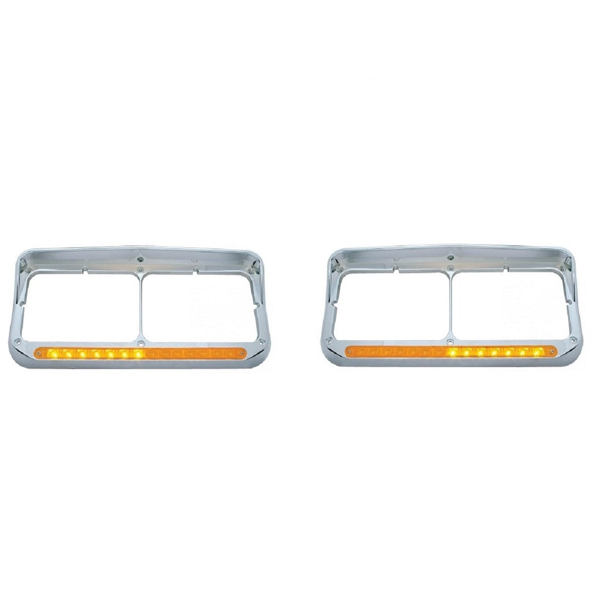 (Set) Peterbilt Freightliner Fits Kenworth - LED Dual Headlight Bezel w/ Visor