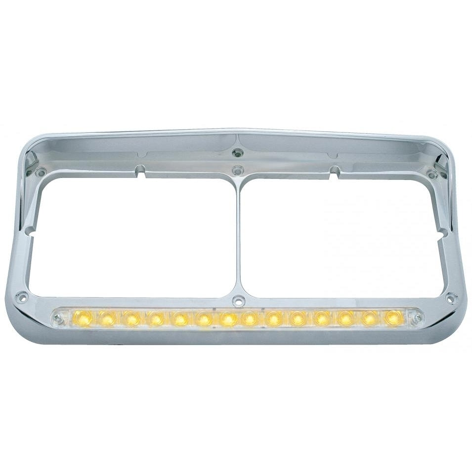 (Set) Peterbilt Freightliner Fits Kenworth - LED Dual Headlight Bezel w/ Visor
