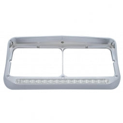 (Set) Peterbilt Freightliner Fits Kenworth - LED Dual Headlight Bezel w/ Visor