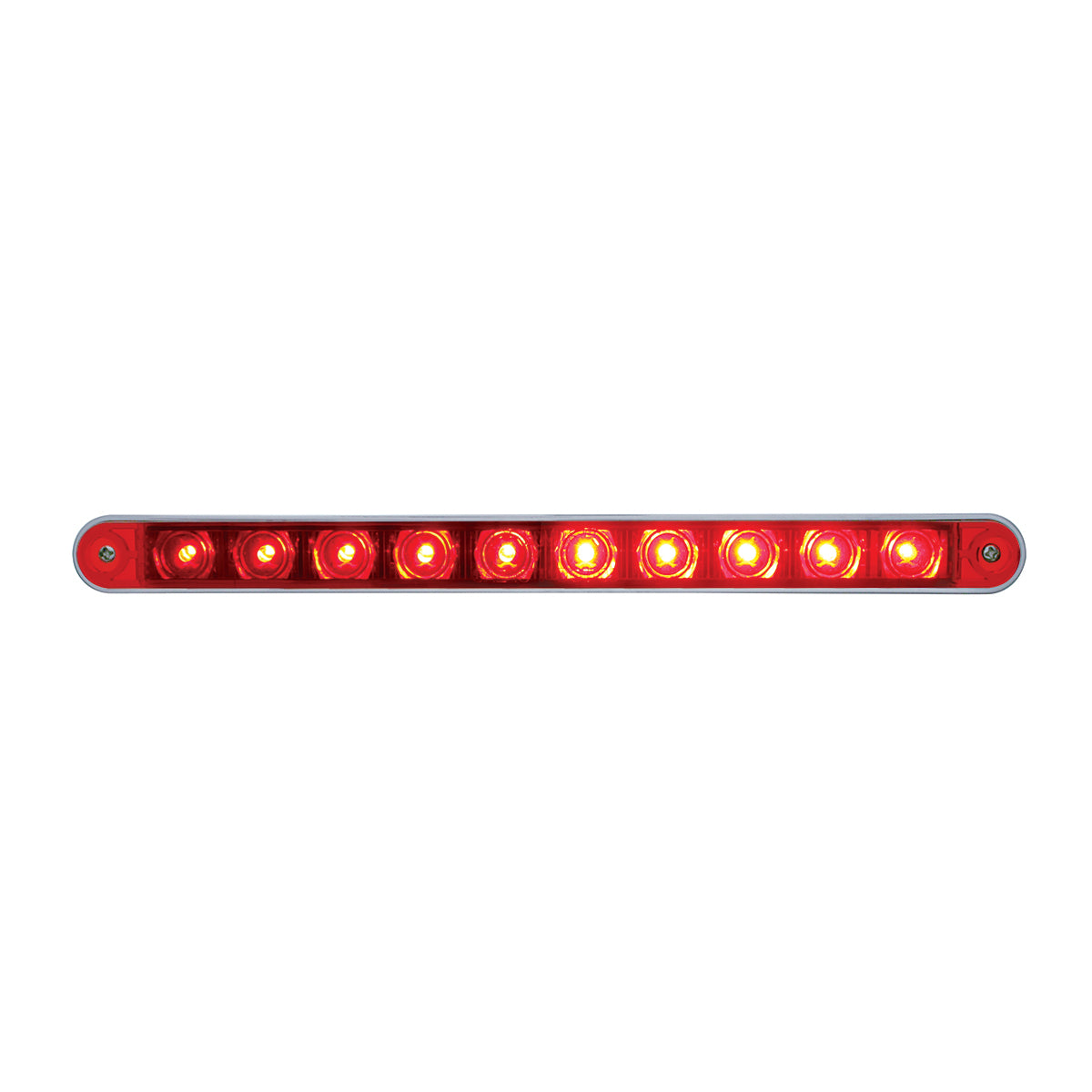 10 LED 9" Split Turn Function Light Bar With Bezel - Red LED/Red Lens